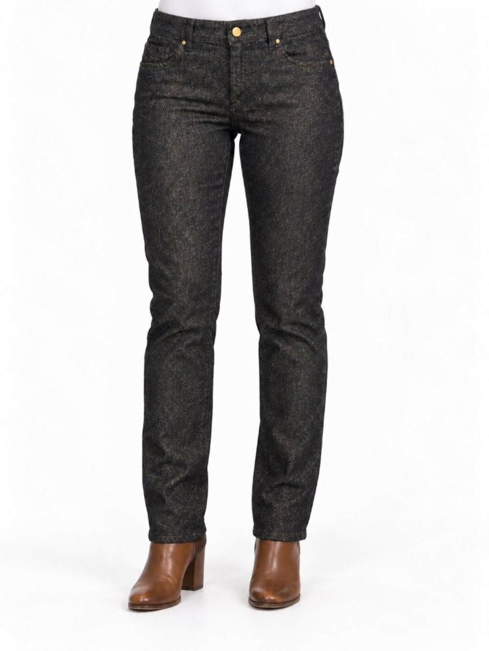 Chico's Platinum Gold Shimmer Jeans Size 1 (US 8) Full Length